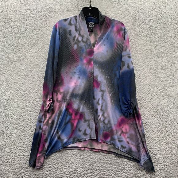 Clara Sun Woo Tops - Clara Sun Woo Blouse Womens Small Top 3/4 Sleeve Purple Blue Black
